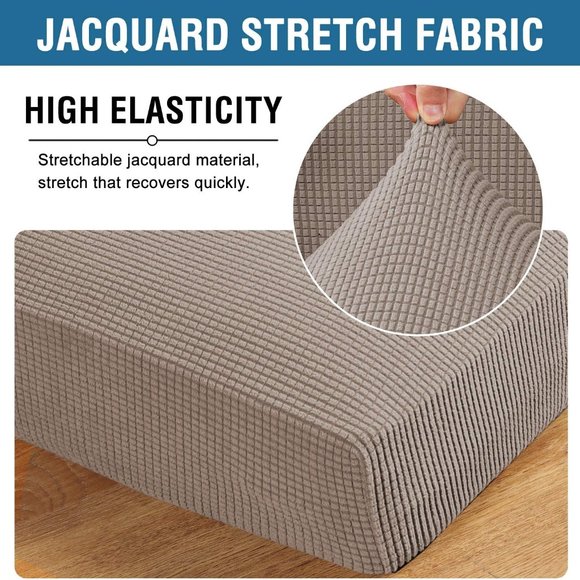 H.VERSAILTEX Super Stretch Individual Seat Cushion Covers --Large, Taupe - Picture 3 of 4